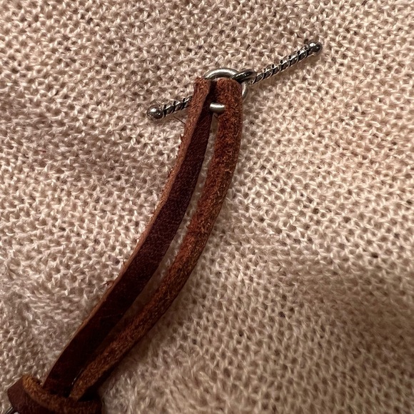 Leather & Silver Tone Bracelet with Toggle Clasp - Picture 6 of 10